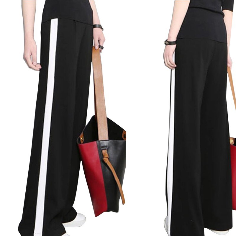 Quần dài ống rộng kẻ sọc hai bên thời trang cho nữ | BigBuy360 - bigbuy360.vn