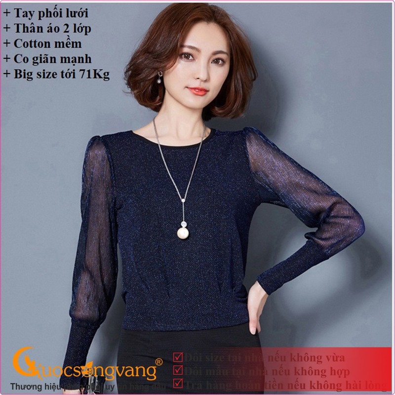 Áo nữ áo kiểu đính kim sa dài tay GLA106 Cuocsongvang