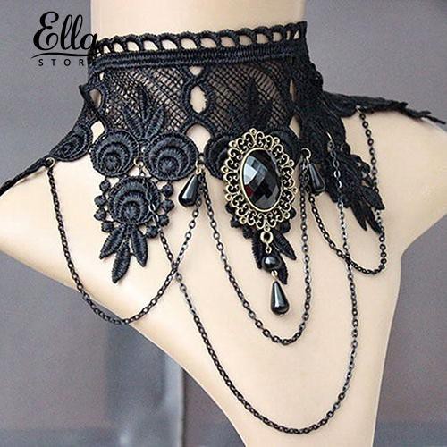 Vòng Cổ Choker Phối Ren Đính Đá Thời Trang Cho Nữ