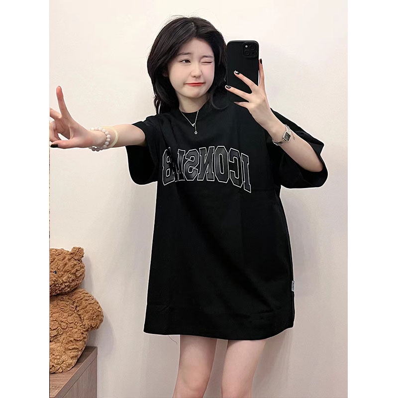 NRVP Áo thun cotton tay ngắn cổ tròn thời trang mùa hè phong cách Hàn Quốc cho nữ