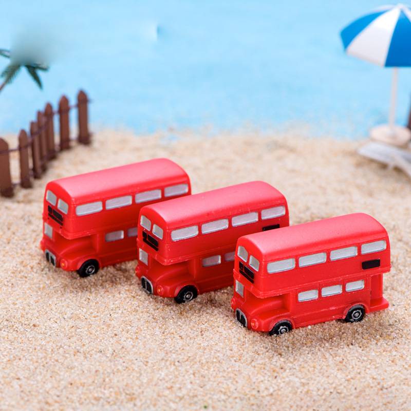 Tiểu cảnh mini ❤️ Mô hình trạm điện thoại, xe bus, bình cứu hỏa trang trí sen đá, sân vườn, bể terrarrium