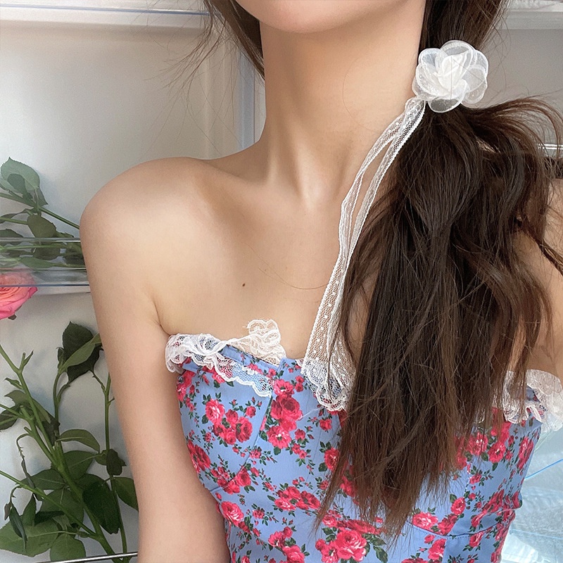Dây buộc tóc HAIMEIKANG ren đính hoa hồng trắng nhỏ