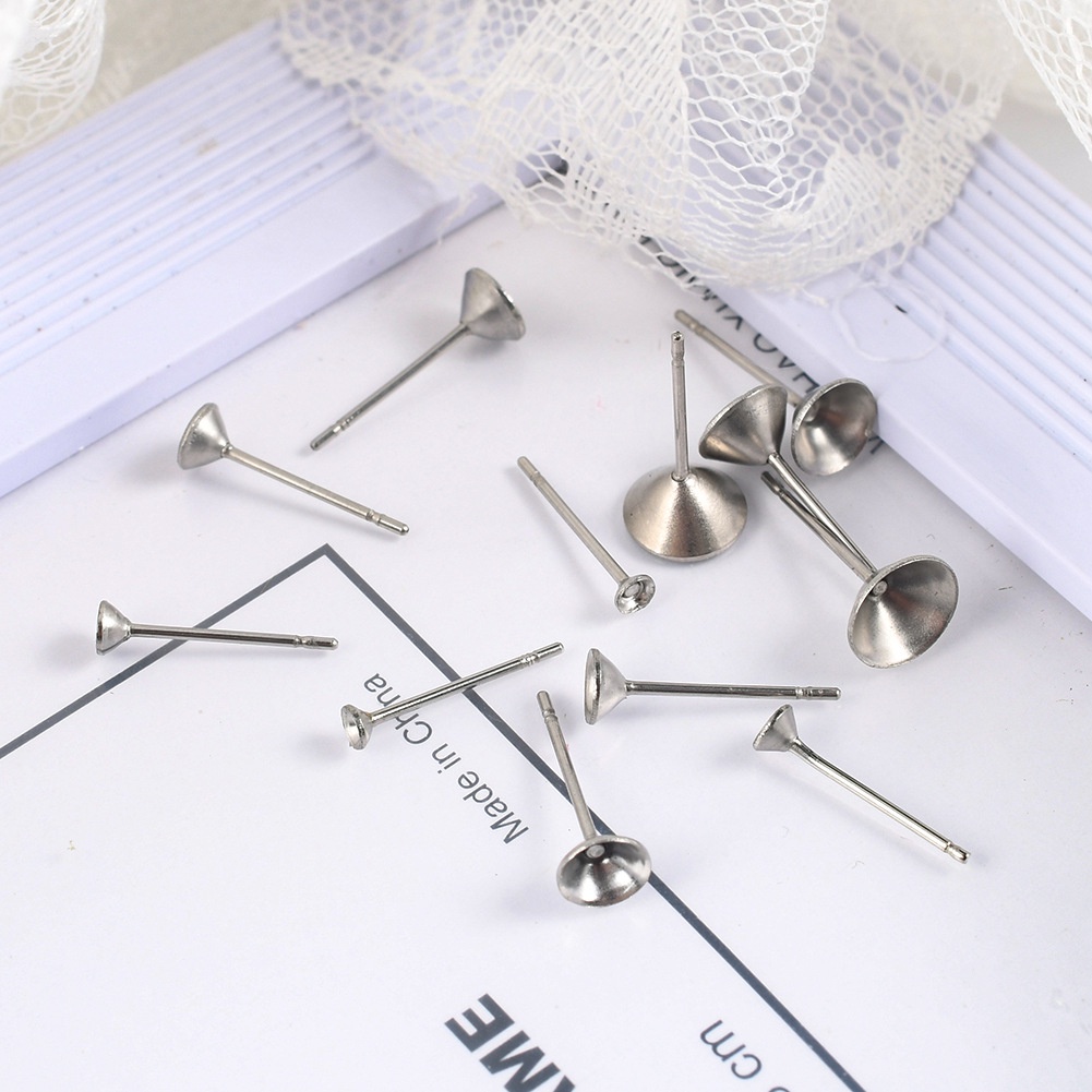 Set 100 Giá Đỡ Bông Tai 3-7mm Bằng Thép Không Gỉ Diy