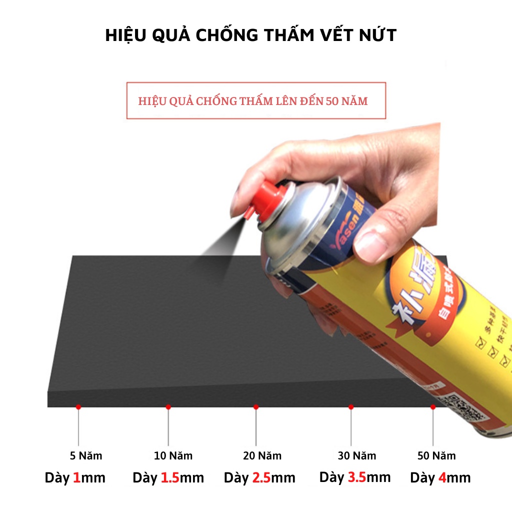 Bình Xịt Keo Chống Thấm Công Nghệ Nhật Bản 700ML Màu Đen, Trắng, Xám Chống Thấm Dột Tường, Trần, Mái Nhà, Sân Thượng