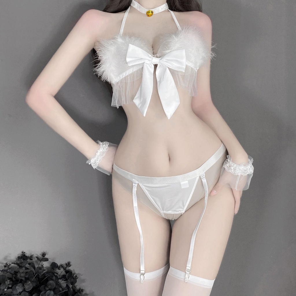 Đồ ngủ sexy đồ ngủ nữ cosplay mèo 1 sexy ren lưới hoa văn màu trắng freesize QUENQUEN store a1 | WebRaoVat - webraovat.net.vn