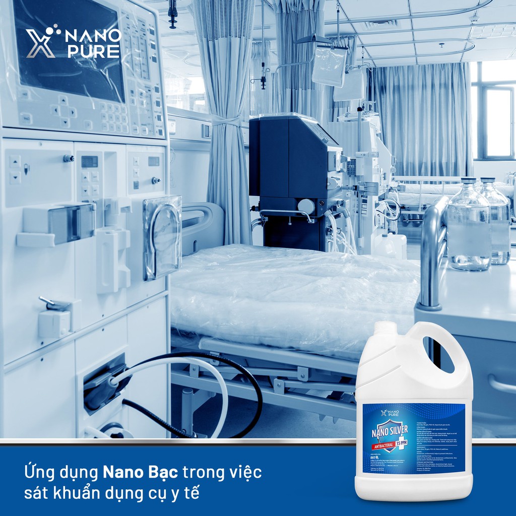 Dung Dịch Nano Bạc Nano Xpure Nano Silver Antibacterial 35ppm 5L/4L - Diệt khuẩn, khử mùi – Nano Bạc AHT Corp