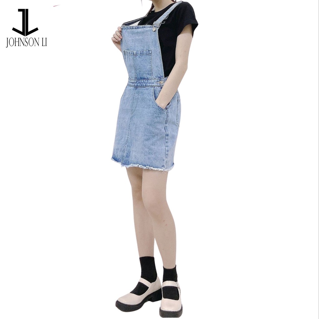 Yếm váy jean JL JohnsonLi form dài có nắp  – yếm bò ulzzang phong cách hàn quốc, LB15