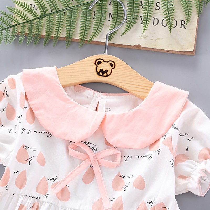 Đầm ngắn tay in hoa dễ thương cho bé gái