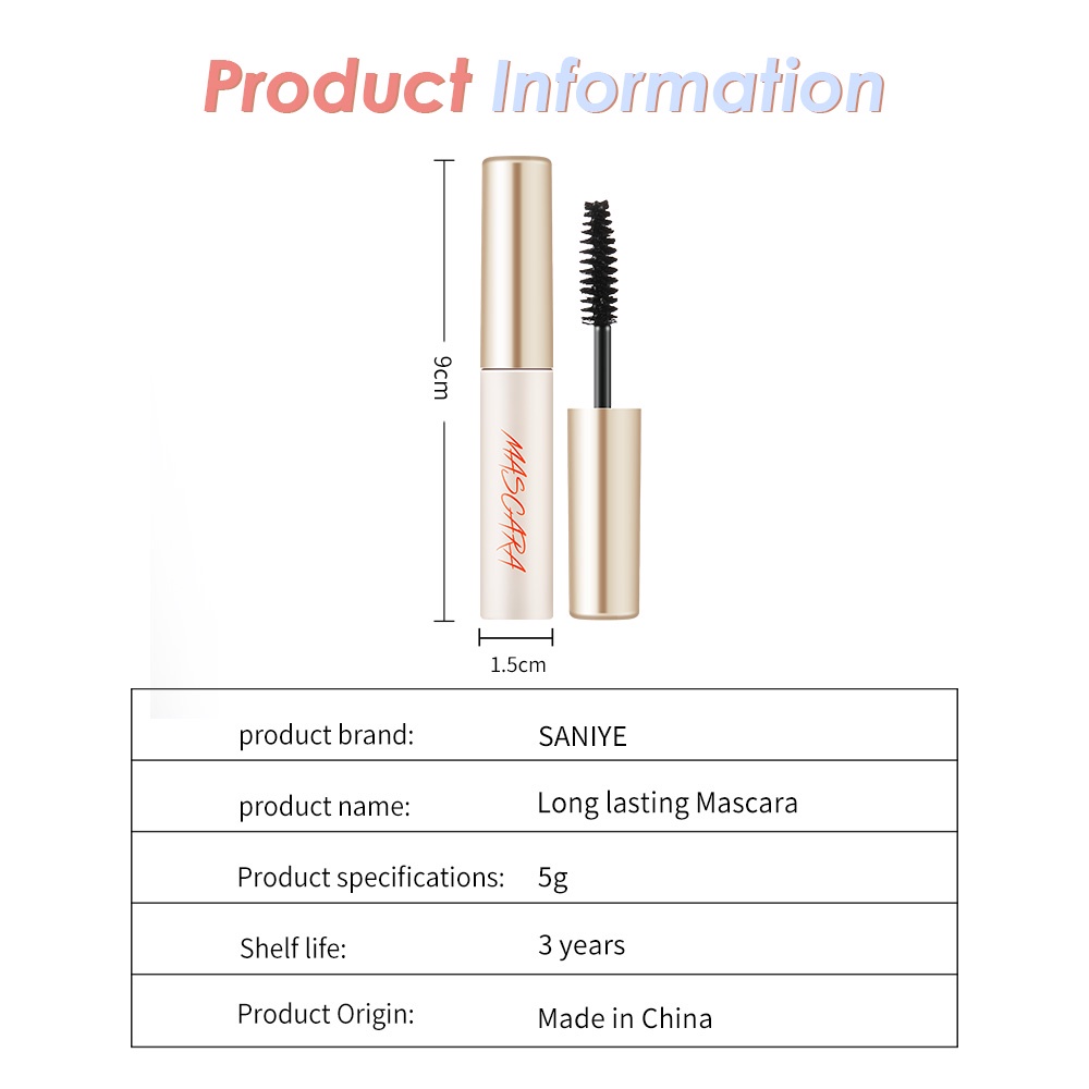 Mascara SANIYE M1063 màu đen lâu trôi chống thấm nước 5g
