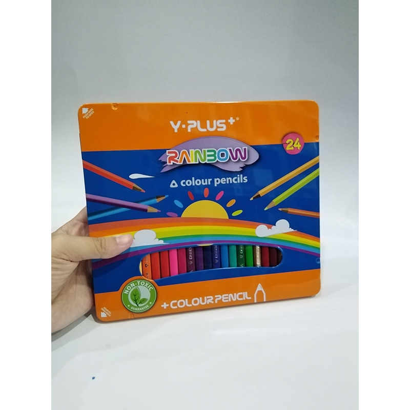 Bút Chì Màu Gỗ Rainbow 24 Màu - Hộp Thiếc - Y PLUS+ Z010-RB