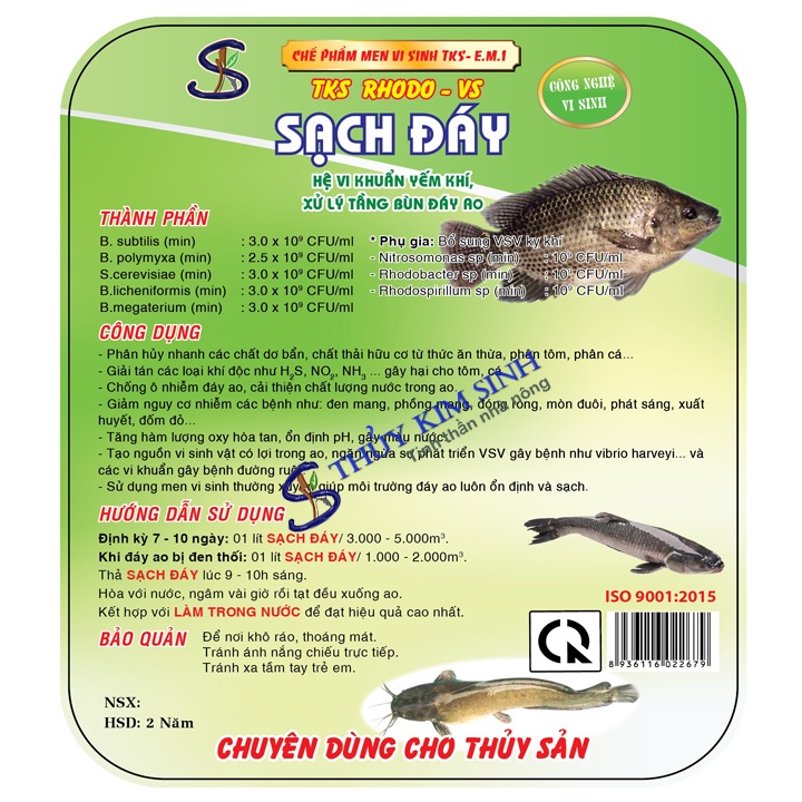 Men Vi Sinh RHODO - SẠCH ĐÁY: Khử Mùi Hôi Đáy Ao, Làm Trong Nước  - Chai 1 Lít