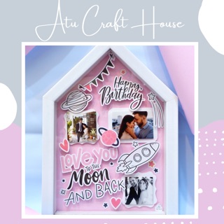 Khung Ảnh Nổi Scrapbook Hình Ngôi Nhà Độc Lạ - Khung Hình Sinh Nhật - Tặng Người Yêu - Baby - Set Tự Tay Làm