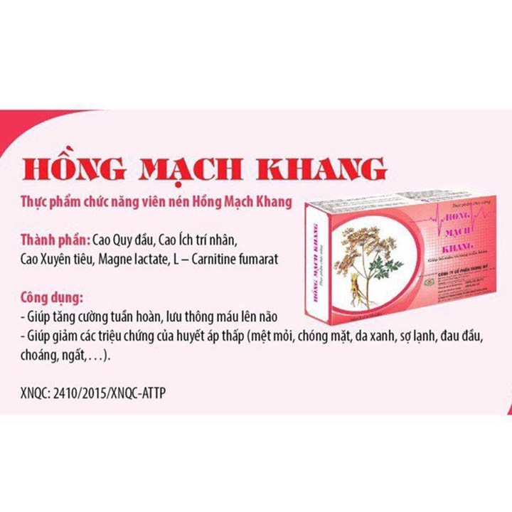 [TÍCH ĐIỂM] -Hồng Mạch Khang - Dành Cho Người Huyết Áp Thấp