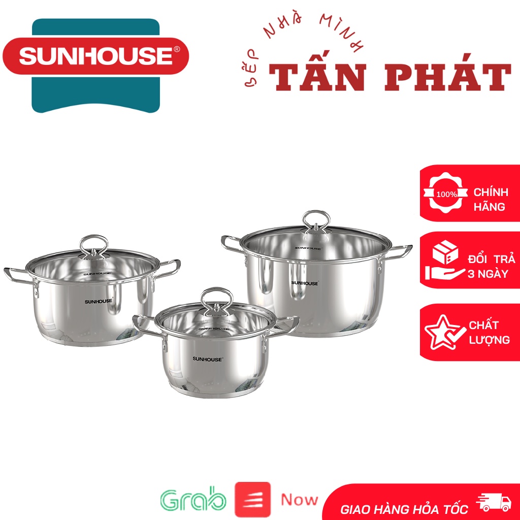 NỒI INOX 5 ĐÁY SUNHOUSE SHG788 (16-20-24cm)