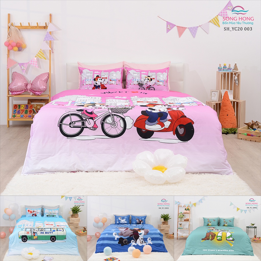 Bộ chăn ga gối trẻ em 1.8*2m dòng Disney - Sông Hồng chính hãng - Chất cotton