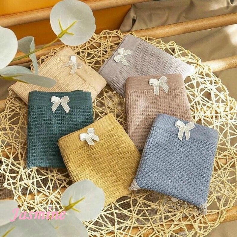 Quần lót nữ đính nơ cotton kháng khuẩn viền ren thoáng mát M02