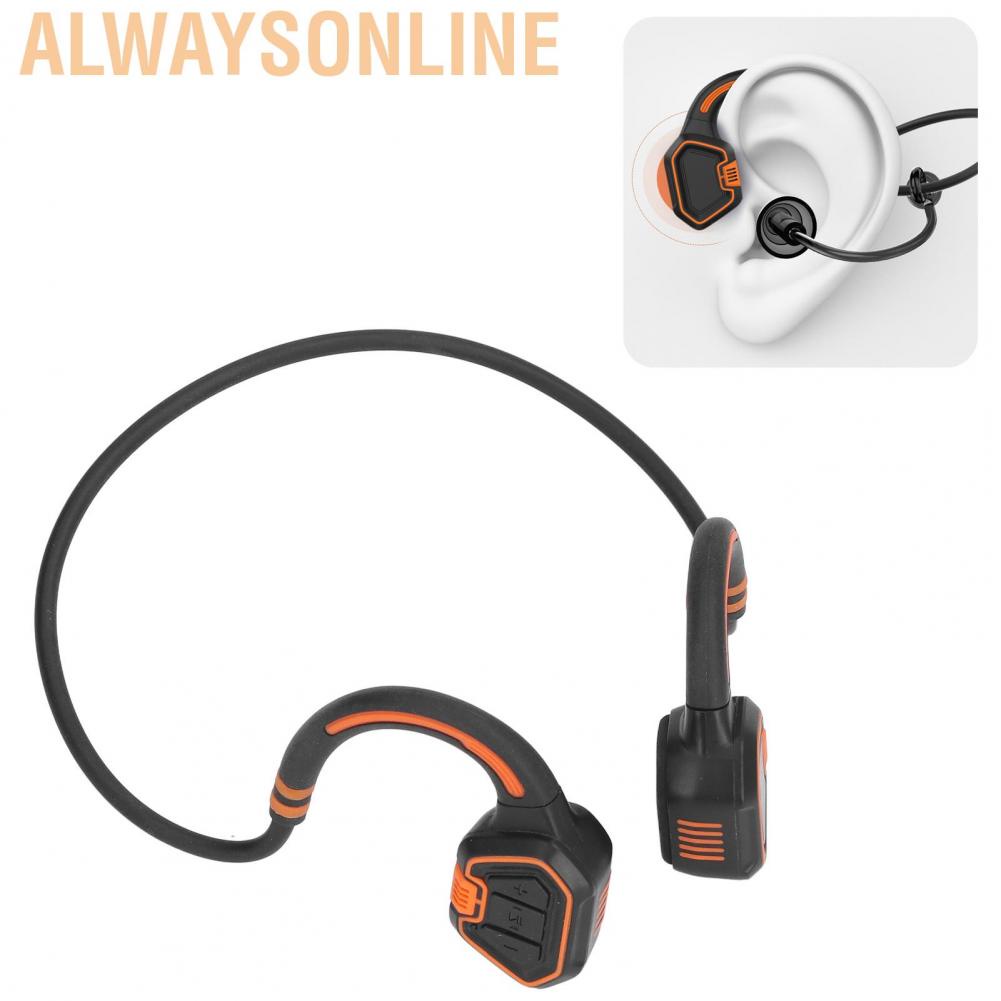 Alwaysonline Swimming Earphones  Bone Conduction Built in 16G Memory Magnetic Bluetooth 5.1 IP68 Deep Waterproof for