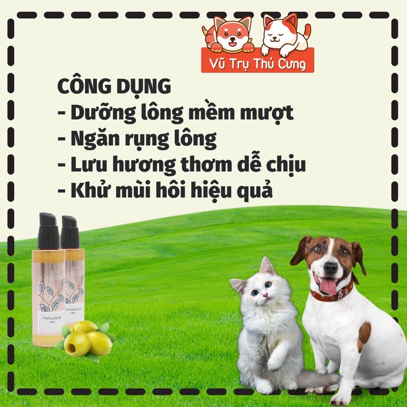 Tinh dầu dưỡng mượt lông siêu thơm, khử mùi hôi cho Chó mèo Show Queen 100ml