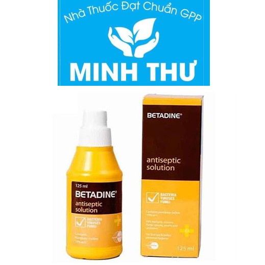 Dung dịch sát khuẩn Betadine antiseptic solution Povidon-Iod 10% kl/tt chai 125ml