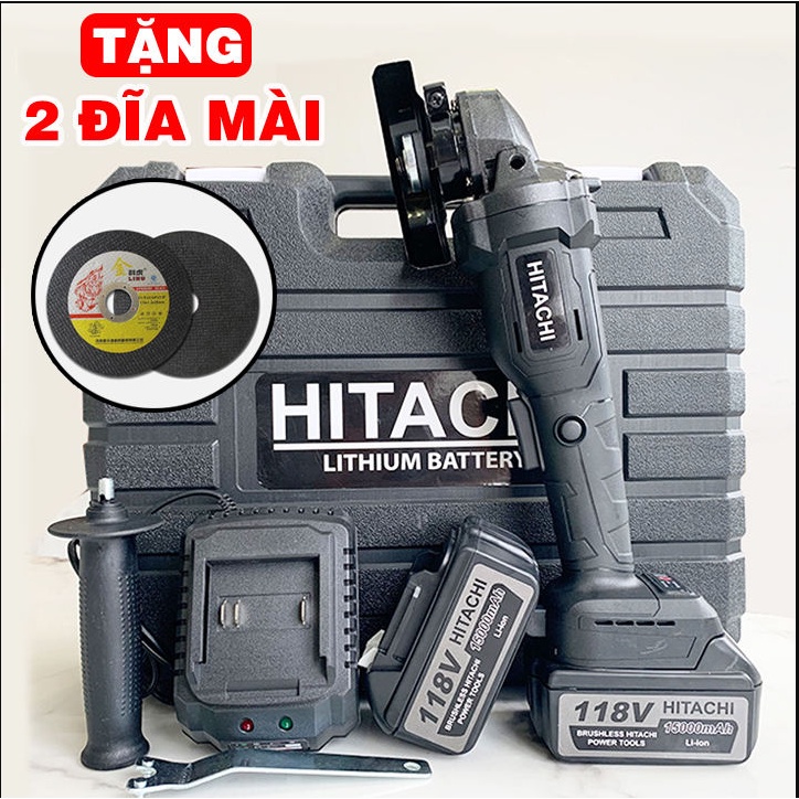 Máy mài cầm tay dùng pin HITACHI 118V , Máy mài góc 2 pin không chổi than, lõi đồng