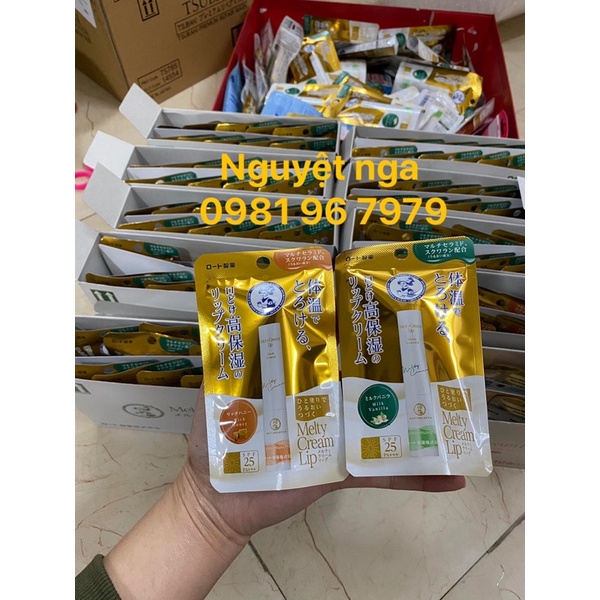 Son tan chảy dưỡng môi chống nắng Mentholatum Melty Cream Lip SPF25, PA+++ (2.4g) Chống nẻ môi khô môi