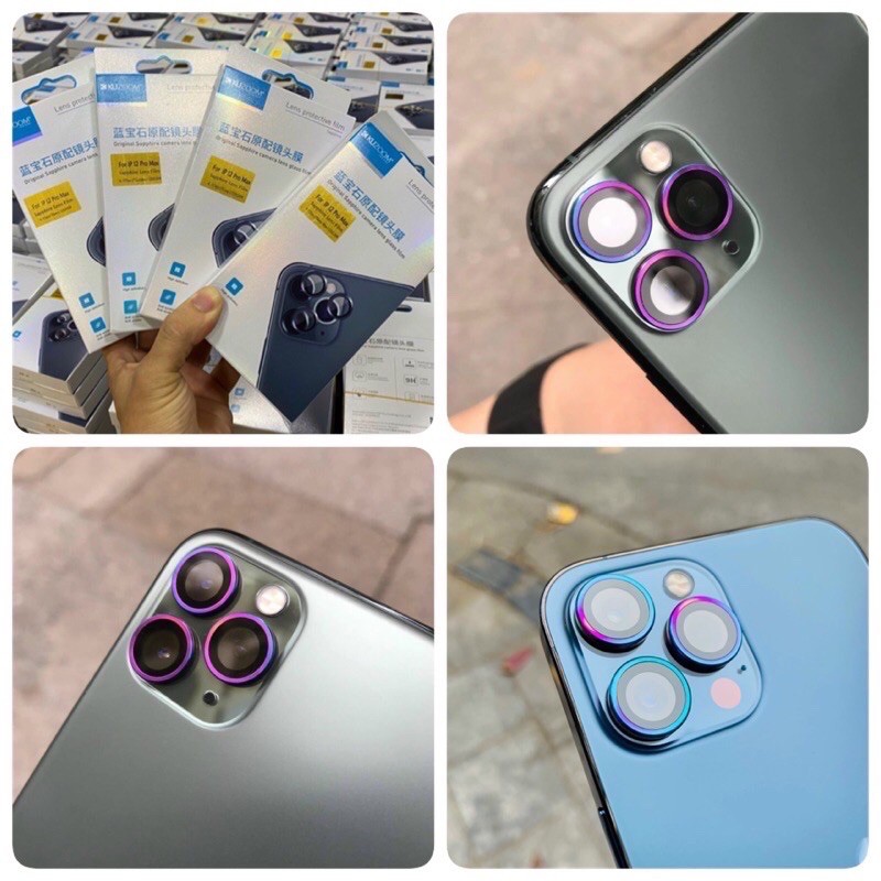 [ HOT TTAN] Bộ 3 dán từng mắt camera Kuzoom iPhone 12 Mini, 12, 12 Pro, 12 Pro max, 11,11 Pro Max titan 7 màu sang chảnh