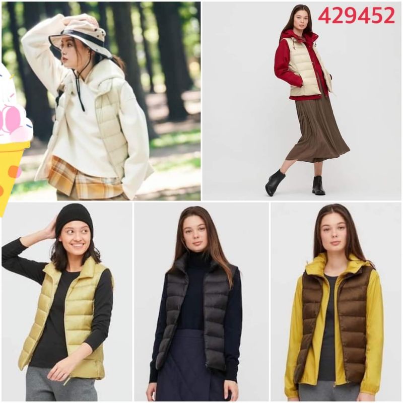 Áo khoác ghi lê lông vũ siêu nhẹ nữ cổ trụ dòng Ultra Light Down của Uniqlo