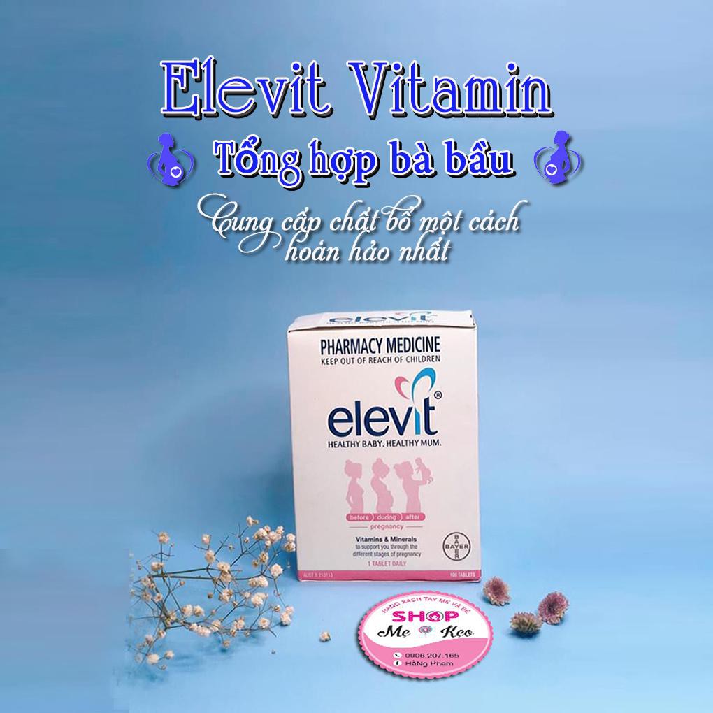 Vitamin Tổng Hợp Elevit cho bà bầu,(100v) bổ sung vitamin A, B, C, D, E, B9,canxi, kẽm cho mẹ bầu Elevit Pregnancy, Úc