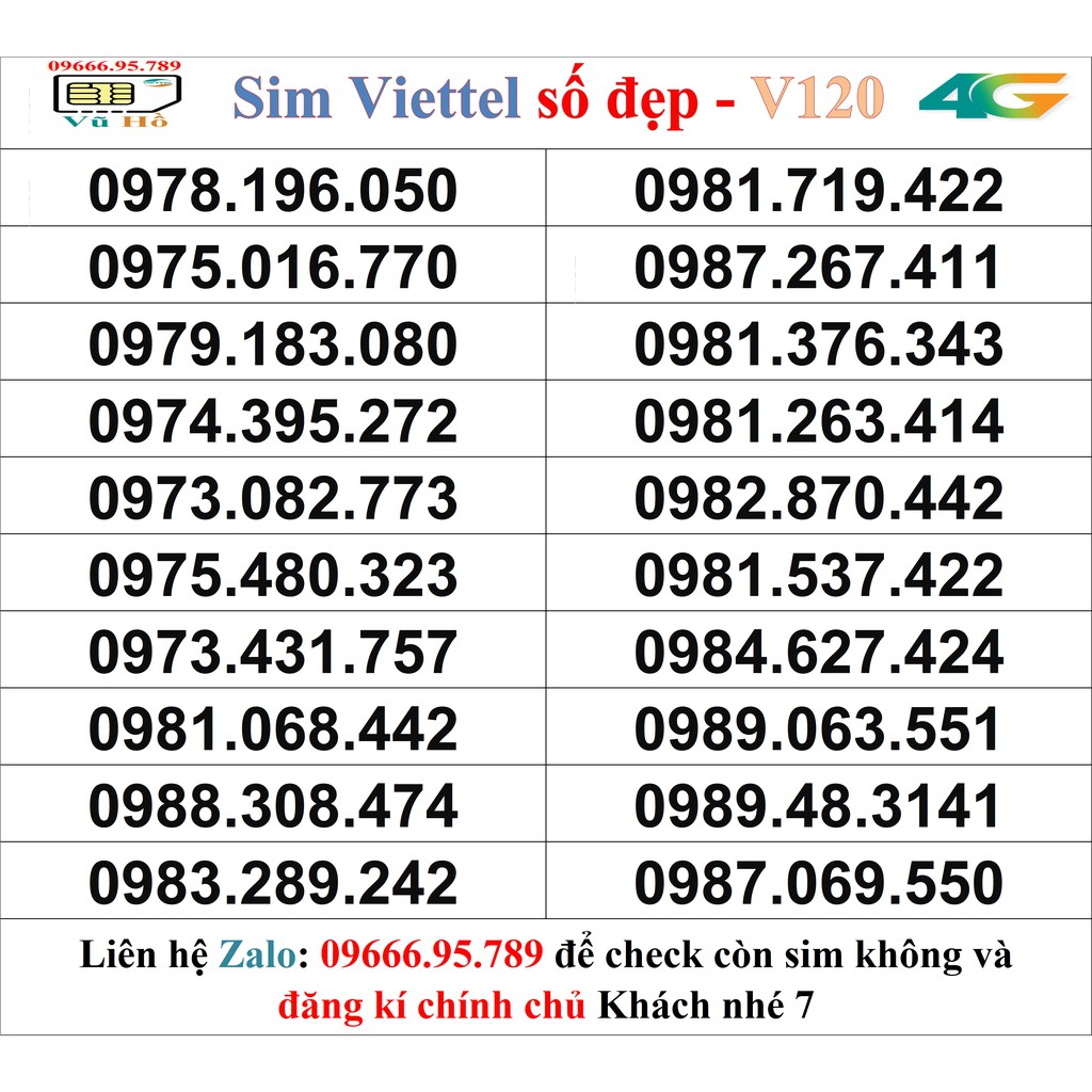 Sim Viettel V120 đầu 09 số đẹp giá rẻ 7