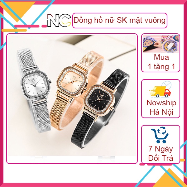 Đồng hồ nữ SK mặt vuông, đồng hồ chống nước chất lượng cao