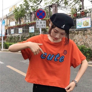 Áo Croptop nữ form rộng Unisex CUTE Freesize 45-70kg, áo thun nam form rộng tay lỡ, áo phông nữ form rộng