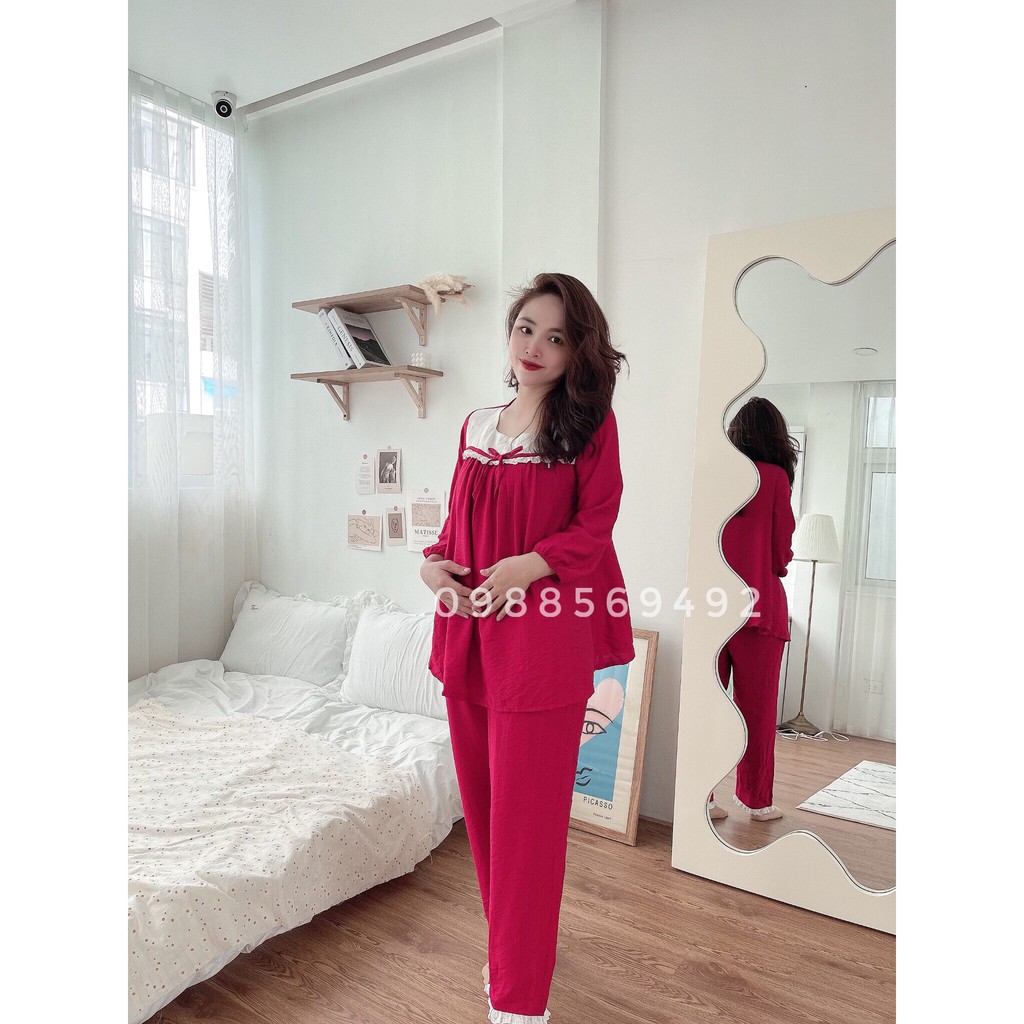 BỘ BẦU VÀ SAU SINH DÀI TAY CÓ KHÓA TI CHẤT TƠ HÀN NHIỀU MÀU