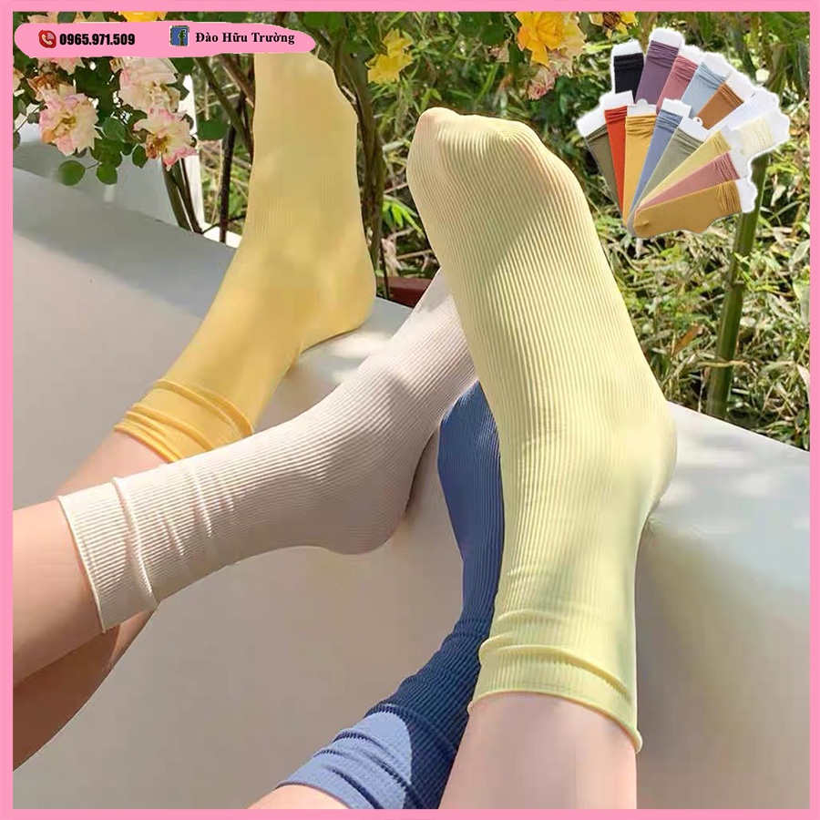 Tất nữ cổ nhún cao cổ vớ nữ trơn mềm mịn phong cách vintage Hàn Quốc TT01