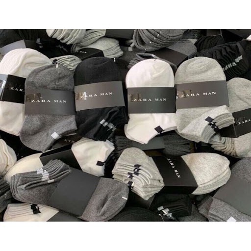 Tất Nam Cổ Ngắn Zara ❤️SET 10 ĐÔI❤️ Co Giãn Tốt,Thấm Hút Mồ Hôi. Tuyển Sỉ