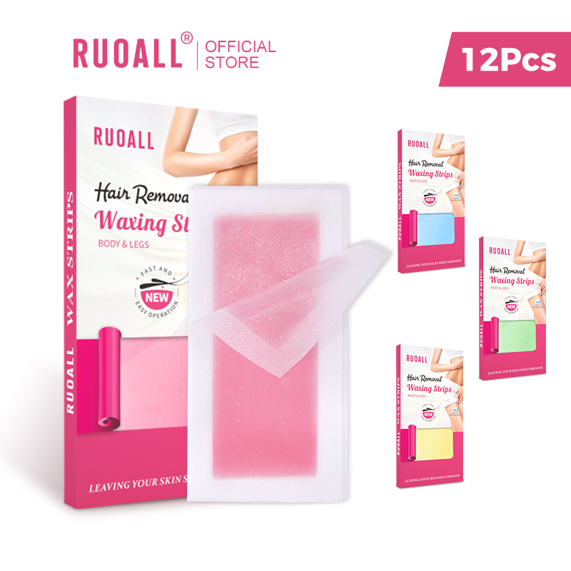 Bộ 12 Miếng Sáp Lạnh Tẩy Lông RUOALL 110g Hai Mặt Kích Thước Lớn Bốn Hương Tùy Chọn