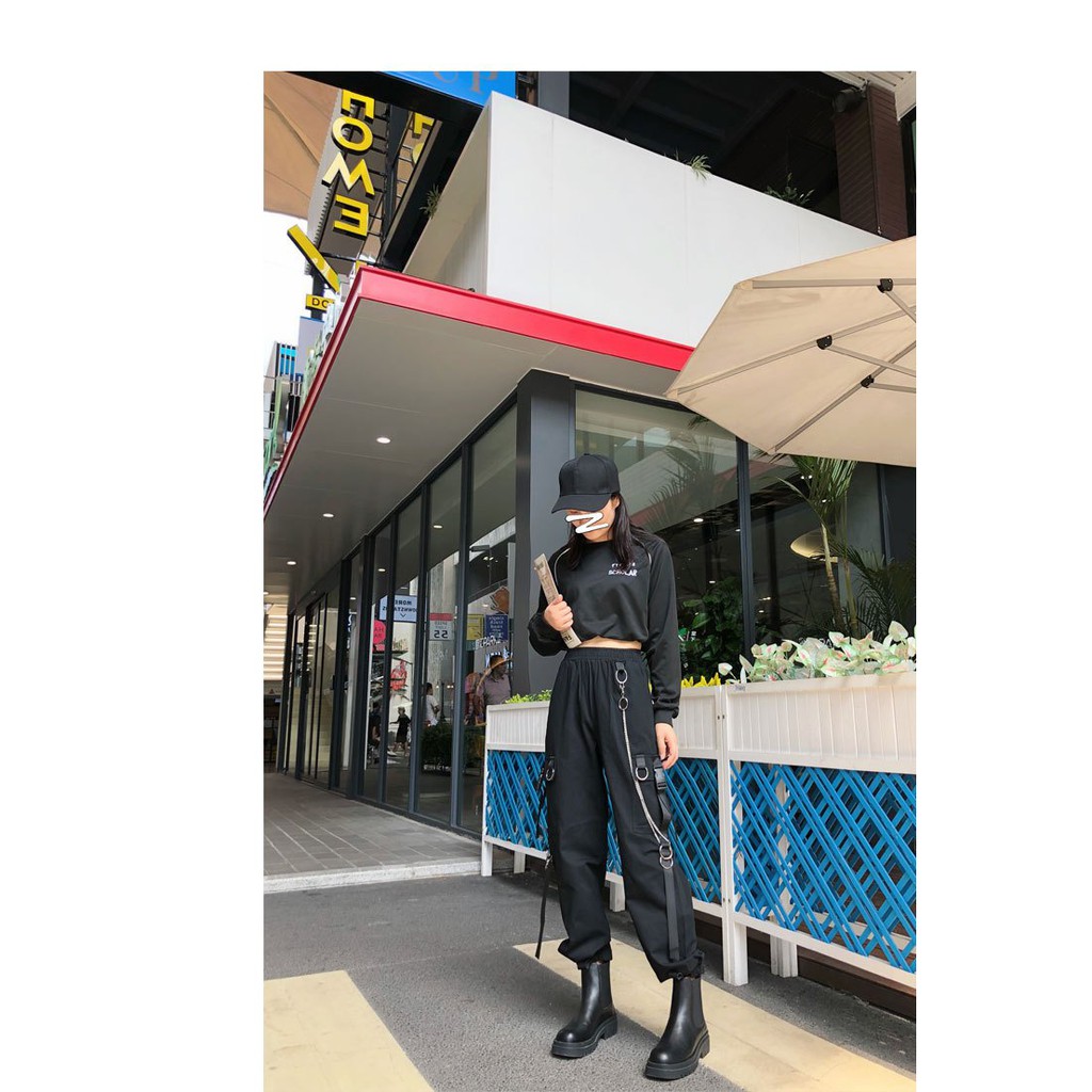 Quần kaki xích phối dây kiểu dáng jogger ống suông trẻ trung cá tính/ Quần jogger nam nữ dáng rộng unisex siêu hàn quốc | BigBuy360 - bigbuy360.vn