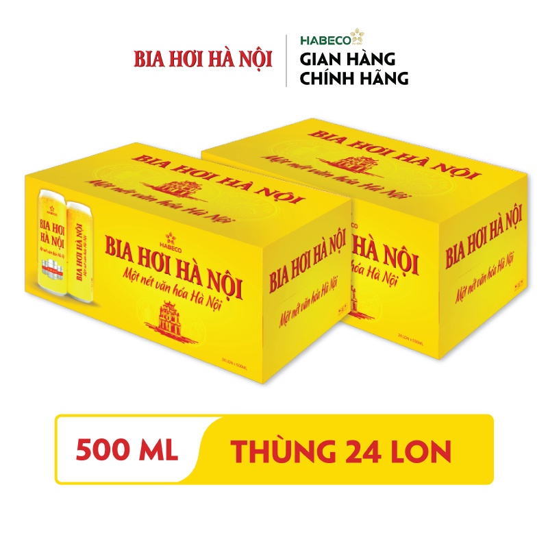 HỎA TỐC HÀ NỘI - COMBO 2 Thùng 24 lon Bia Hơi Hà Nội –  HABECO (500ml/lon)