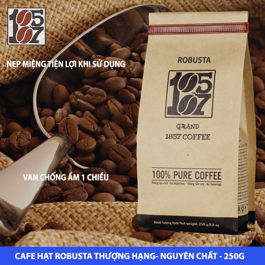 1kg Cà phê Robusta Hạt ❤️️ FREESHIP ❤️️ nguyên chất thượng hạng không pha trộn tẩm ướp hương liệu - grand 1857 coffee