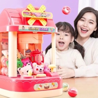 Máy gắp thú bông mini cho bé, có nhạc có đèn, có sẵn nhiều gấu bông cho bé tặng kèm dây sạc