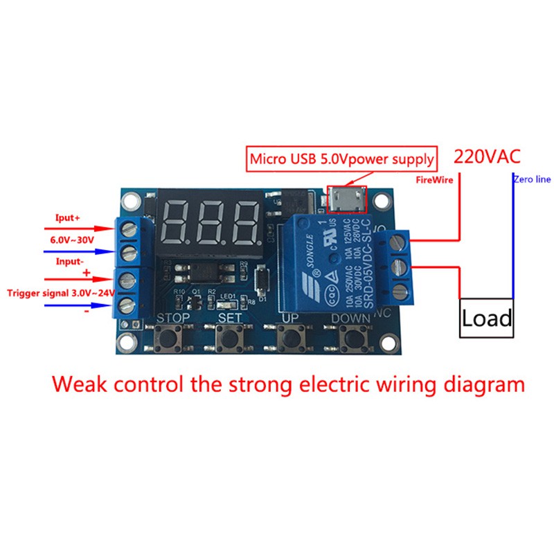 Mô đun rơ le thời gian DC 6V-30V 1 kênh 5V OFF / ON 999 chuyên dụng cho Arduino