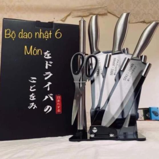 Bộ Dao Kéo 6 Món Nhật Bản Cao Cấp, Sét Dao 6 MónThép Nhật Bản Chống Gỉ Tặng Kèm Khay Để bán buôn siêu rẻ
