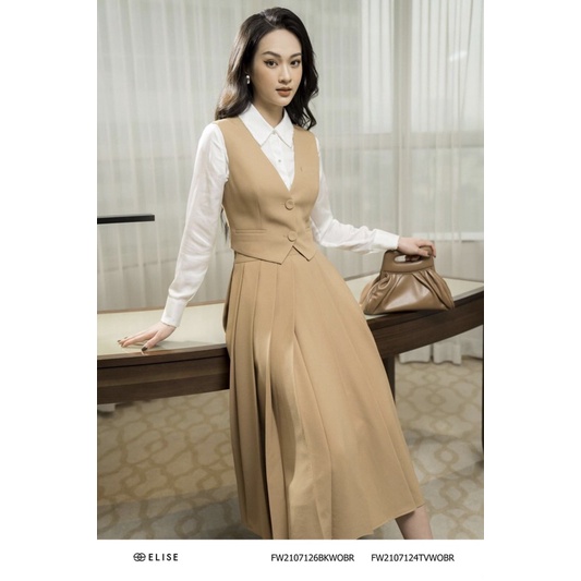 Chân váy dập ly Elise nâu