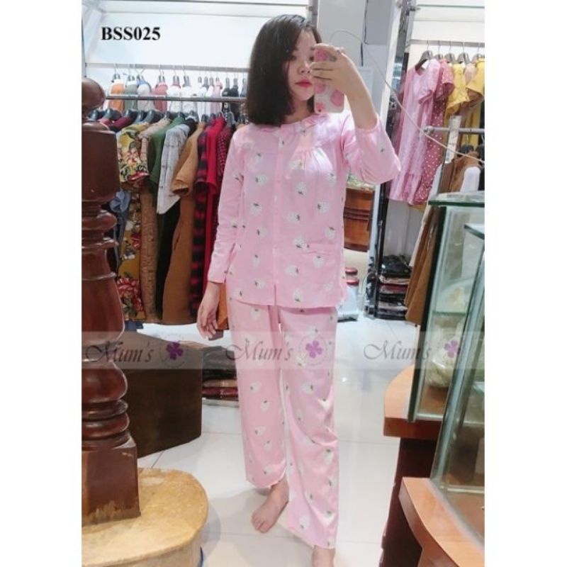 ( Chọn Màu ) Bộ Lanh Lụa Bầu Và Sau Sinh Cài Khuy Giữa Có Chun Chỉnh Bụng Cho Mẹ 45-75kg