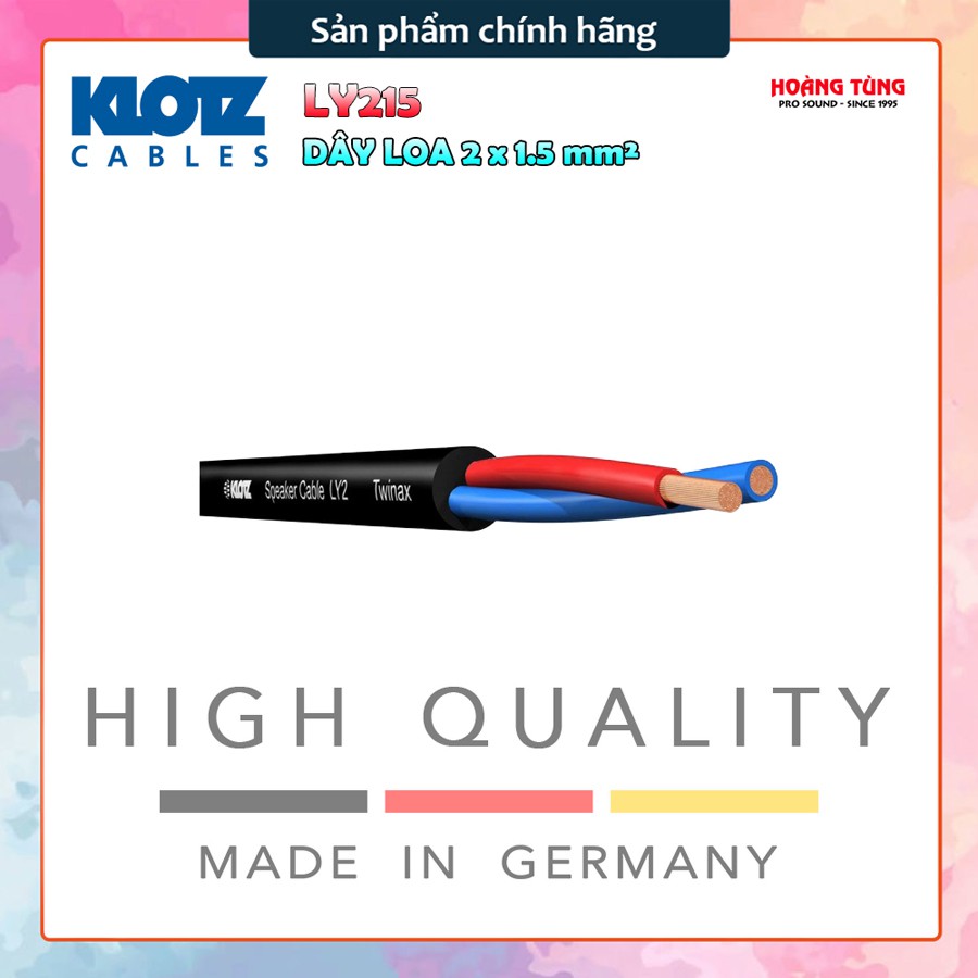 Dây loa cao cấp 2 x 1.5mm2 Nhập khẩu từ ĐỨC // KLOTZ LY215 (100m)