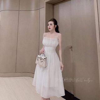 Váy 2 dây tơ nến xếp ly ngực siêu xinh