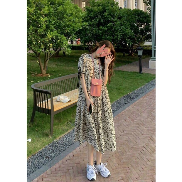 ( MIỄN PHÍ SHIP 2022) Đầm midi Hàn Quốc cổ tròn, đầm babydoll hoa nhí mùa hè form rộng mát mẻ