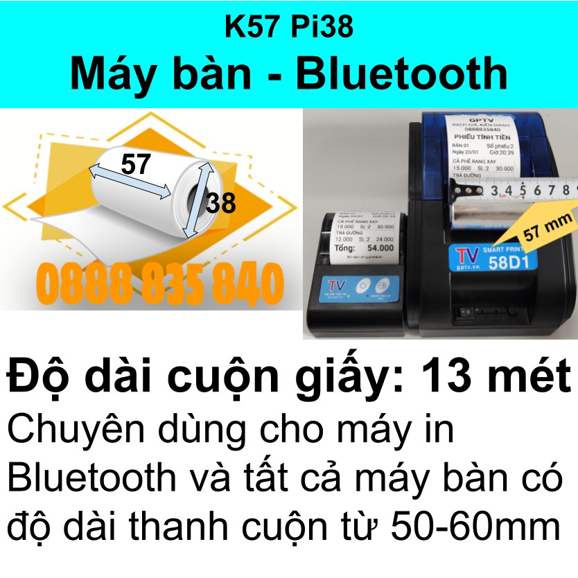 [Khổ K80 K57] Giấy nhiệt in bill hóa đơn phiếu tính tiền phiếu thu hình ảnh dành cho máy in mini bluetooth hoặc để bàn