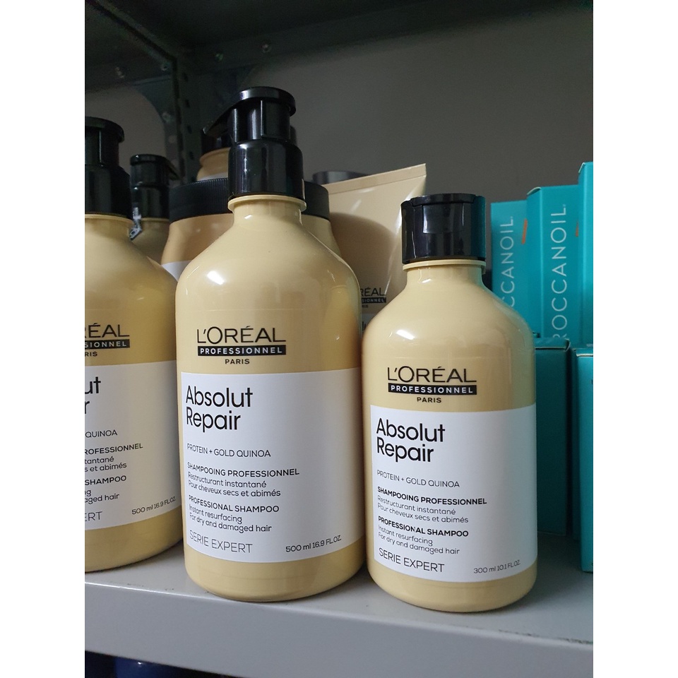 Dầu gội Loreal Professionnel phục hồi tóc hư tổn Serie Expert Absolut Repair Gold 300ml 500ml 1500ml
