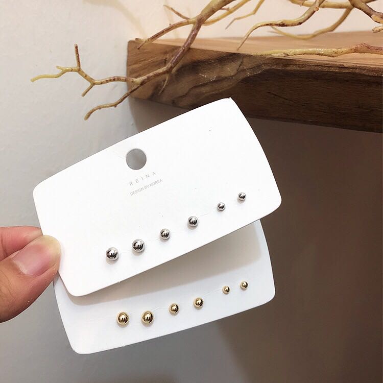 MANYUE Set 6 Bông Tai Bạc 925 Đính Đá Phong Cách Hàn Quốc