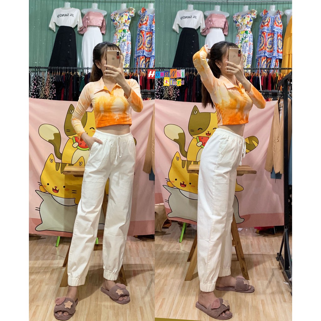Quần Baggy Jogger Kaki Jean Dài Ống Bo Co Dãn